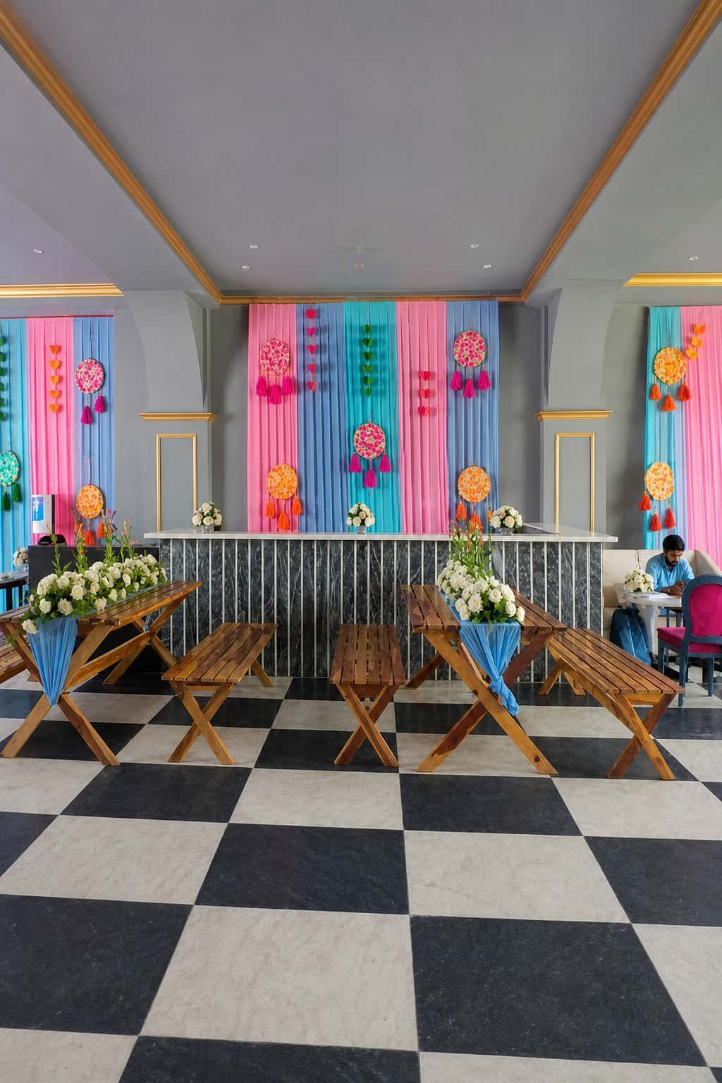 Wedding and social event styling by RKPRODXN — rose and marigold path
